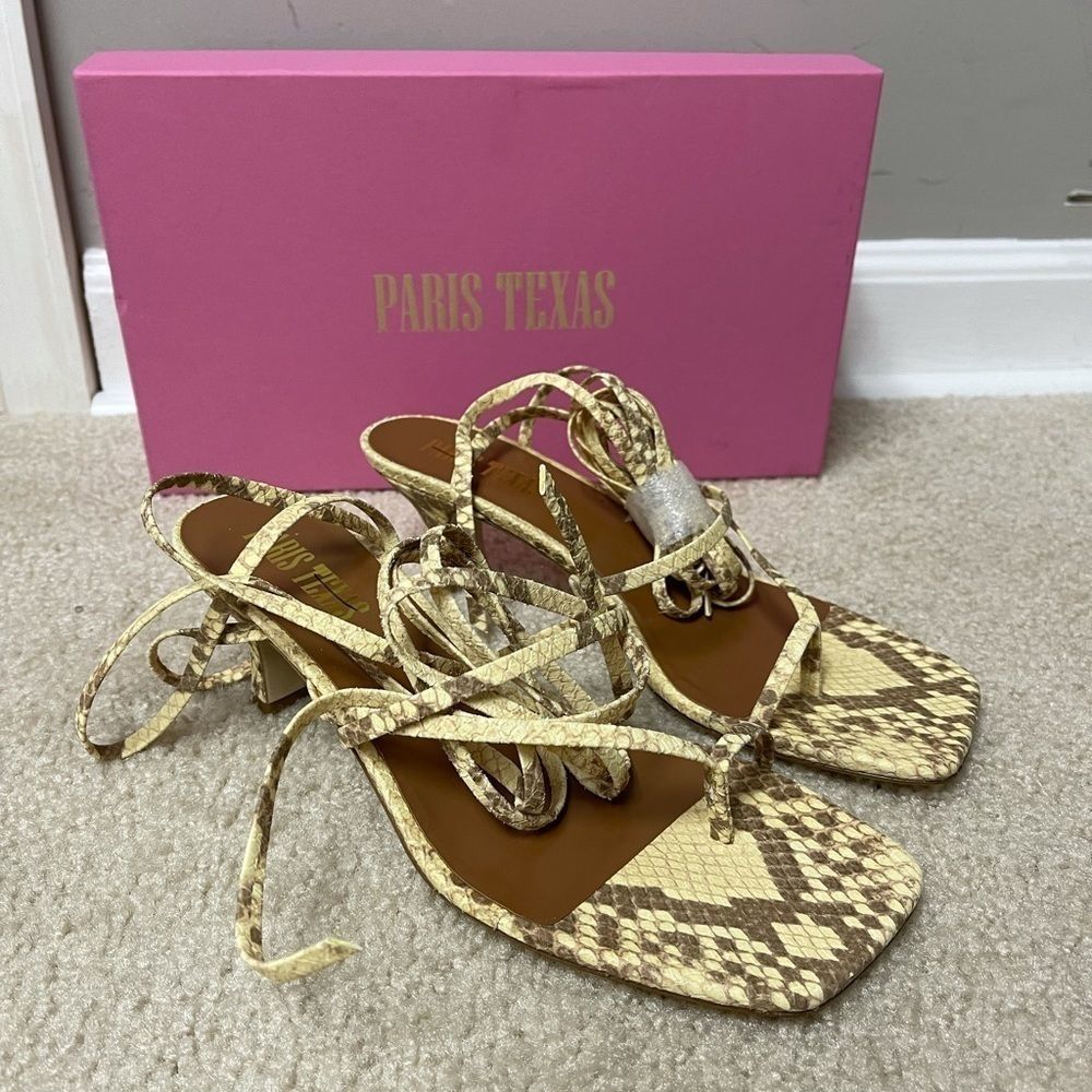 Paris Texas Faded Python Print Wrap Sandal - image 7